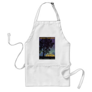 Vintage Germany, Yellow Bus at Night, Travel Art Standard Apron