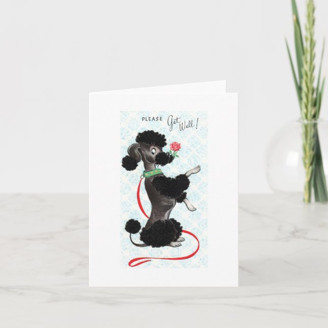 Vintage Get Well Poodle Card (Front)