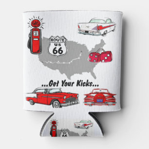 Vintage Get your kicks t-shirts and gifts Can Cooler
