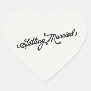 Vintage Getting Married Font Wedding Heart Sticker