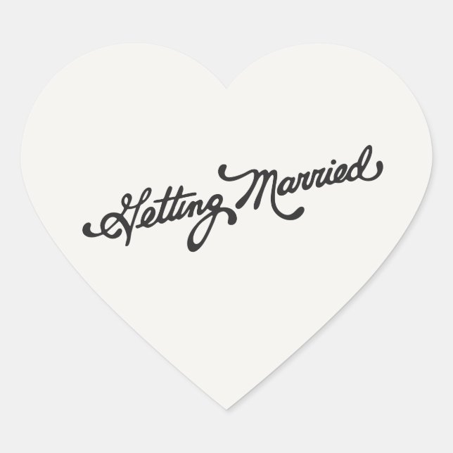 Vintage Getting Married Font Wedding Heart Sticker (Front)