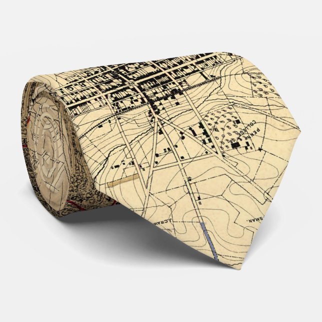 Vintage Gettysburg Battlefield Map (1898) Tie (Rolled)
