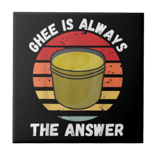 Vintage Ghee Is Always The Answer Retro Food Lover Ceramic Tile