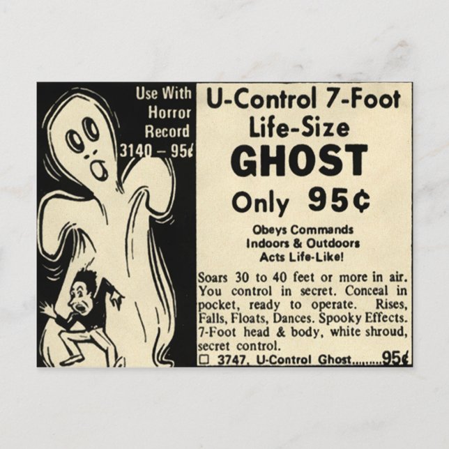 Vintage Ghost Advertisement Postcard (Front)