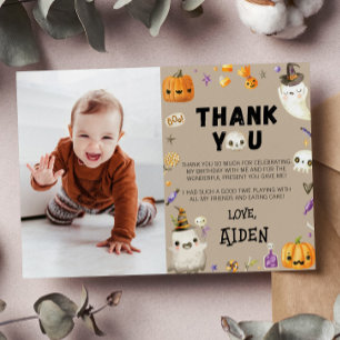 Vintage Ghost Birthday Photo Thank You Card