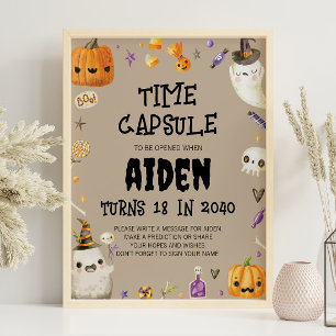 Vintage Ghost Birthday Time Capsule Sign