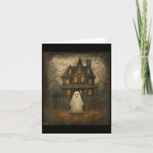 Vintage Ghost Boo Haunted House Halloween Costumes Card