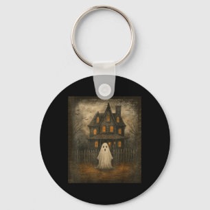 Vintage Ghost Boo Haunted House Halloween Costumes Key Ring
