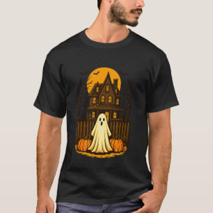 Vintage Ghost Boo Haunted House Halloween Design T-Shirt