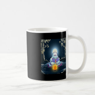 Vintage Ghost Book Reading Camping Forest Hallowee Coffee Mug