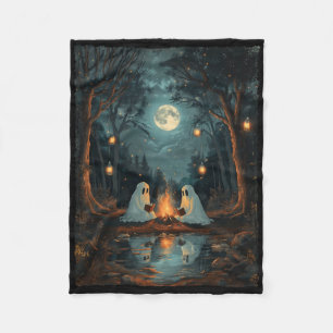 Vintage Ghost Book Reading Camping Gothic Hallowee Fleece Blanket