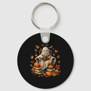 Vintage Ghost Book Reading Pumpkin Gothic Hallowee Key Ring