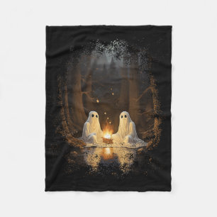 Vintage Ghost Campfire Camping Gothic Halloween  Fleece Blanket
