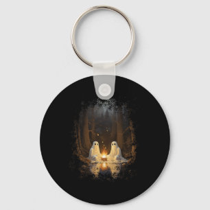 Vintage Ghost Campfire Camping Gothic Halloween Key Ring