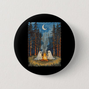 Vintage Ghost Campfire Camping Lover Forest Gothic 6 Cm Round Badge