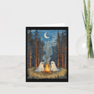 Vintage Ghost Campfire Camping Lover Forest Gothic Card