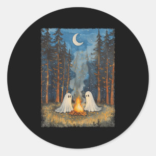 Vintage Ghost Campfire Camping Lover Forest Gothic Classic Round Sticker