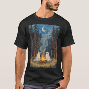 Vintage Ghost Campfire Camping Lover Forest Gothic T-Shirt