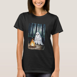 Vintage Ghost Campfire Halloween Spooky Forest Nig T-Shirt