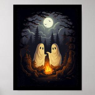 Vintage Ghost Camping Campfire Gothic Halloween Me Poster
