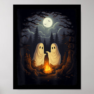 Vintage Ghost Camping Campfire Gothic Halloween Me Poster