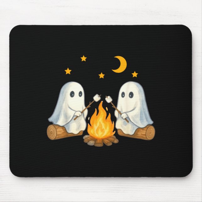 Vintage Ghost Camping Gothic Halloween Campfire Mouse Pad (Front)
