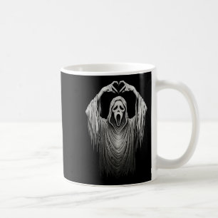 Vintage Ghost Face Heart Sign Hands Horror Costume Coffee Mug