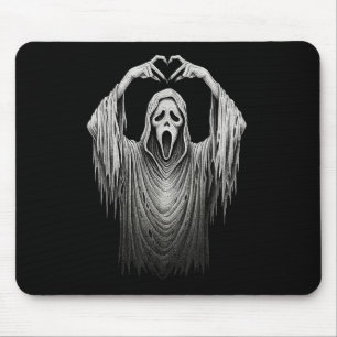 Vintage Ghost Face Heart Sign Hands Horror Costume Mouse Pad