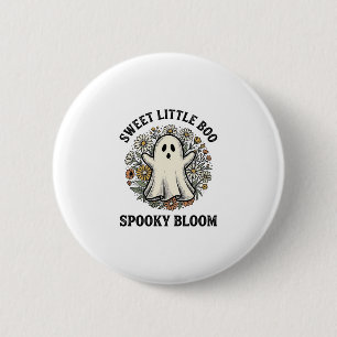 Vintage Ghost Floral Cute Halloween Boo Bouquet_1 6 Cm Round Badge