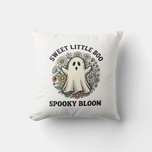 Vintage Ghost Floral Cute Halloween Boo Bouquet_1 Cushion