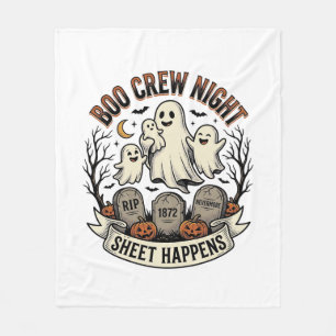 Vintage Ghost Halloween Boo Crew Sheet Party Shirt Fleece Blanket