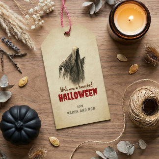 Vintage Ghost Halloween Gift Tag Favour Label