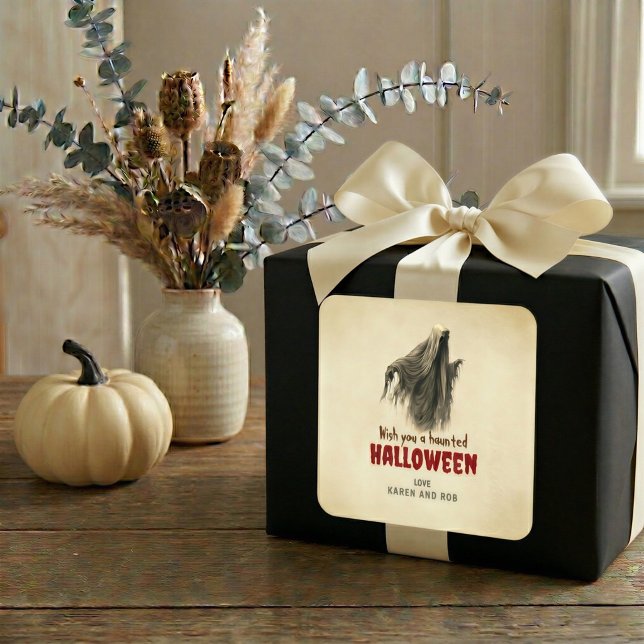 Vintage Ghost Halloween Personalised Sticker (Creator Uploaded)