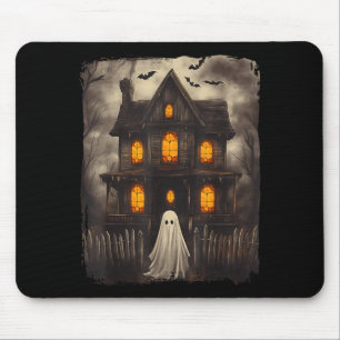 Vintage Ghost Haunted House Scary Halloween Mouse Pad