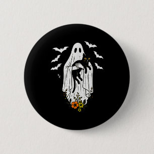 Vintage Ghost Holding Cat Halloween Kitty Meow Cat 6 Cm Round Badge