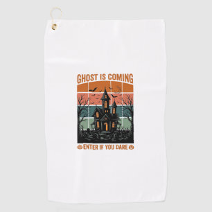 Vintage Ghost Is Coming Haunted House Halloween De Golf Towel