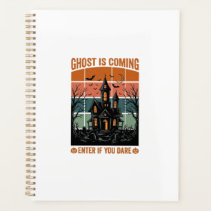 Vintage Ghost Is Coming Haunted House Halloween De Planner
