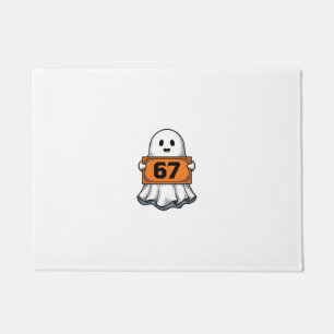 Vintage Ghost Number 67 Halloween Shirt Design_1 Doormat
