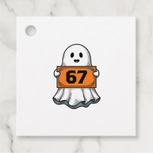 Vintage Ghost Number 67 Halloween Shirt Design_1 Favour Tags
