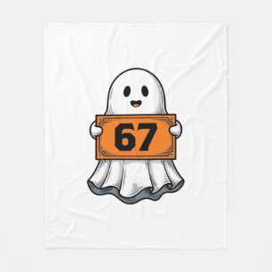 Vintage Ghost Number 67 Halloween Shirt Design_1 Fleece Blanket