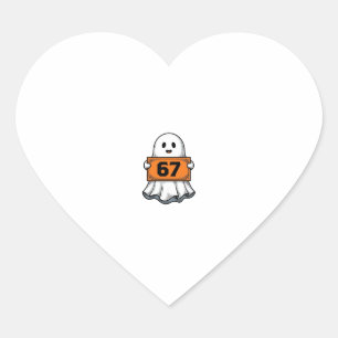 Vintage Ghost Number 67 Halloween Shirt Design_1 Heart Sticker