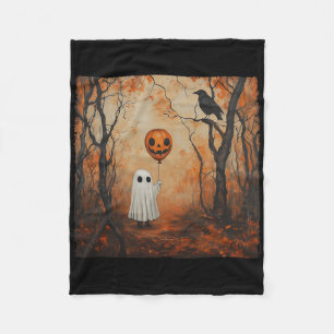Vintage Ghost Pumpkin Gothic Halloween Ghost Spook Fleece Blanket