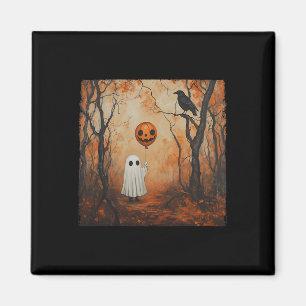 Vintage Ghost Pumpkin Gothic Halloween Ghost Spook Magnet