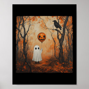 Vintage Ghost Pumpkin Gothic Halloween Ghost Spook Poster
