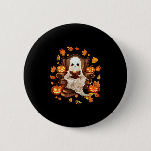 Vintage Ghost Reading Book Lovers Gothic Halloween 6 Cm Round Badge