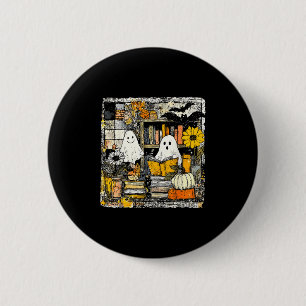 Vintage Ghost Reading Book Lovers Library Hallowee 6 Cm Round Badge