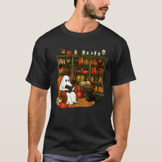 Vintage Ghost Reading Book Lovers Library Hallowee T-Shirt