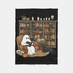 Vintage Ghost Reading Books Librarian Teacher Hall Fleece Blanket