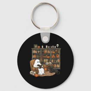 Vintage Ghost Reading Books Librarian Teacher Hall Key Ring