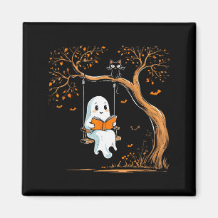 Vintage Ghost Swing Reading Book Swinging Hallowee Magnet